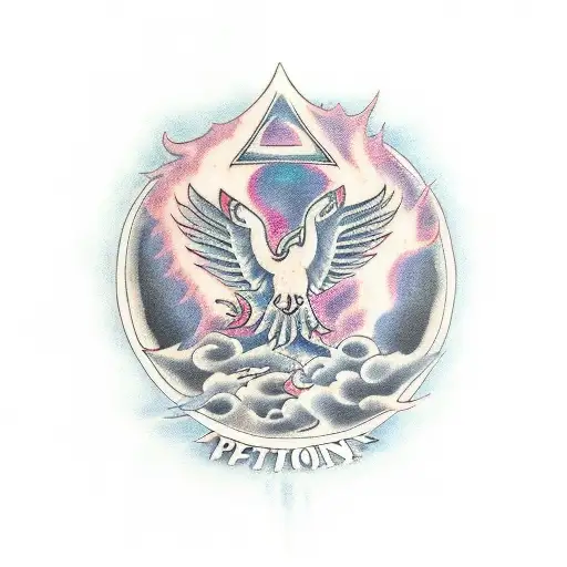 A Reborn Single Phoenix Tattoo On The Hand With Arise Text On Top