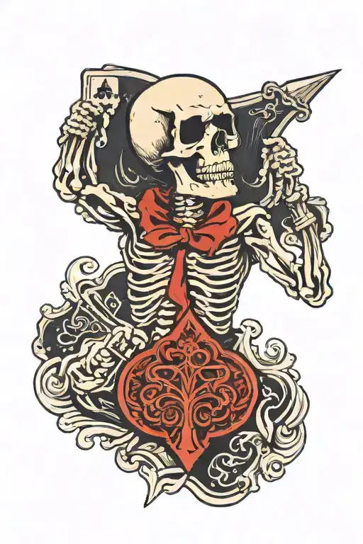 A Skeleton Holding Ace Of Spades