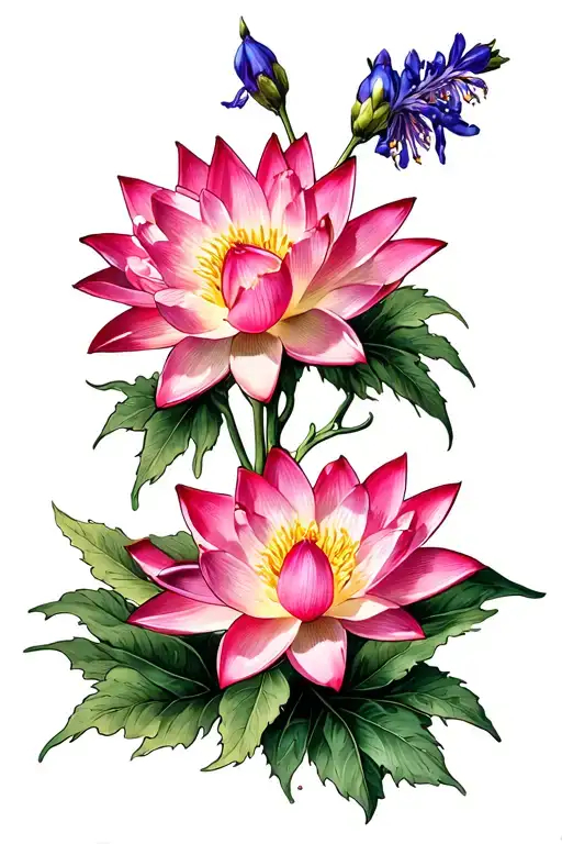 Ruby Onyx Water Lilly And Larkspur