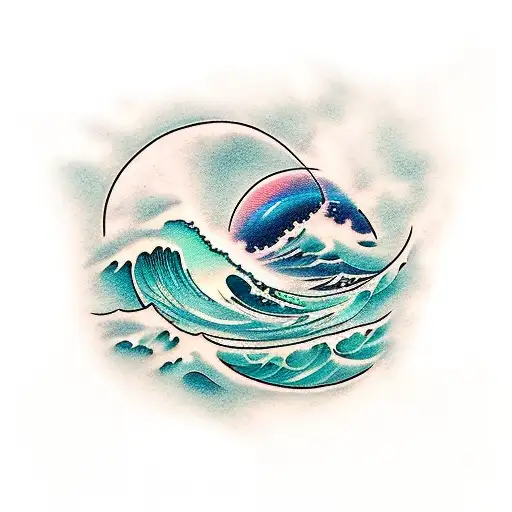 Ocean Wave With Dolphin Tails