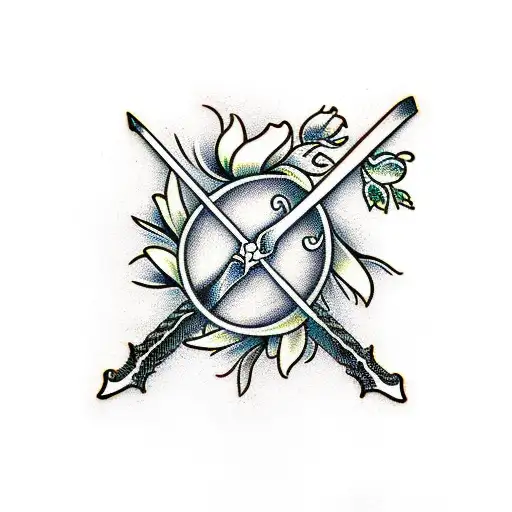 Sword With Flowers Around The Sword