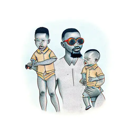 Father With Twoo Boys Named Cisse And Sem