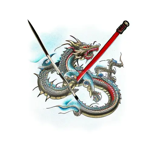 Japanese Sword With Dragons