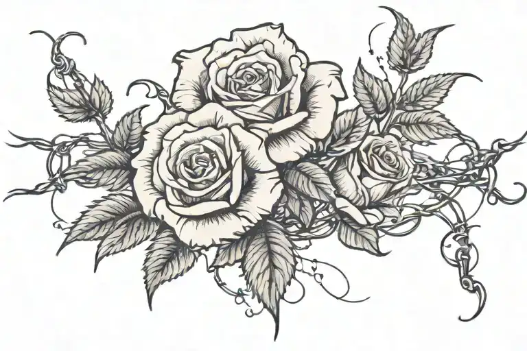 Rose Vine And Barbed Wire Wrapped