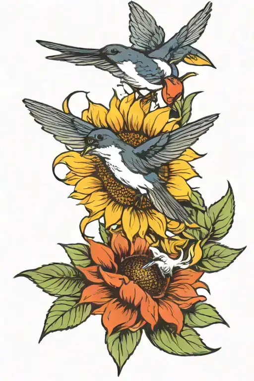Sunflower And Swallow