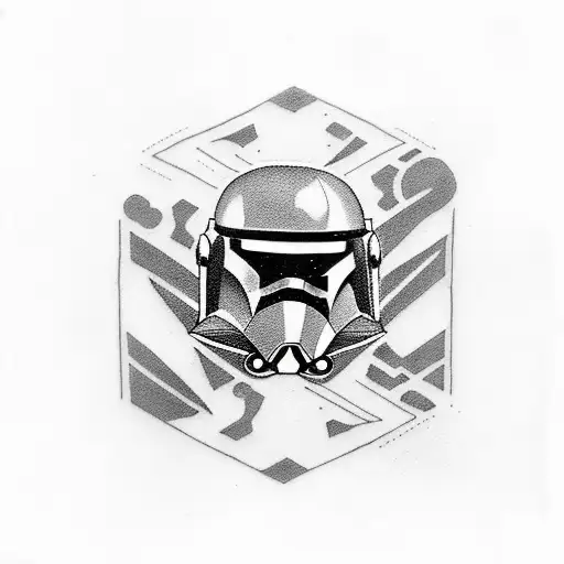 Star Wars Rhombus Bobba Fett Profile Black And White