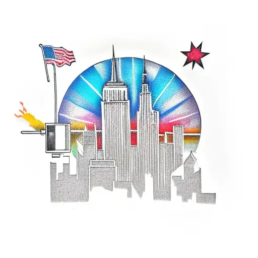 New York Skyline With A Dj Booth