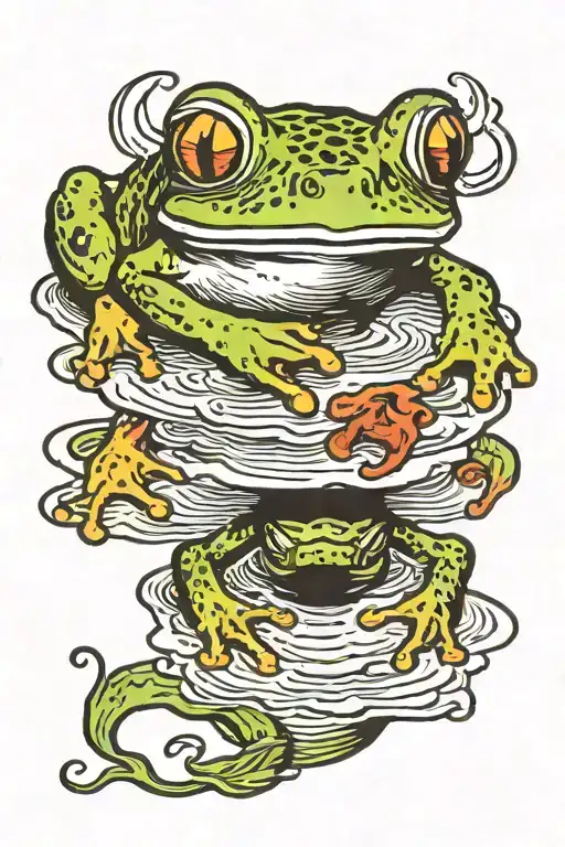 Frog Peeking Out Of Water