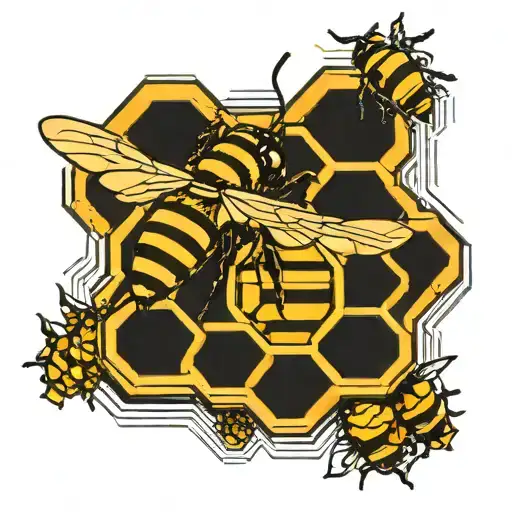 Geomettric Honeycomb With Bee For Knee