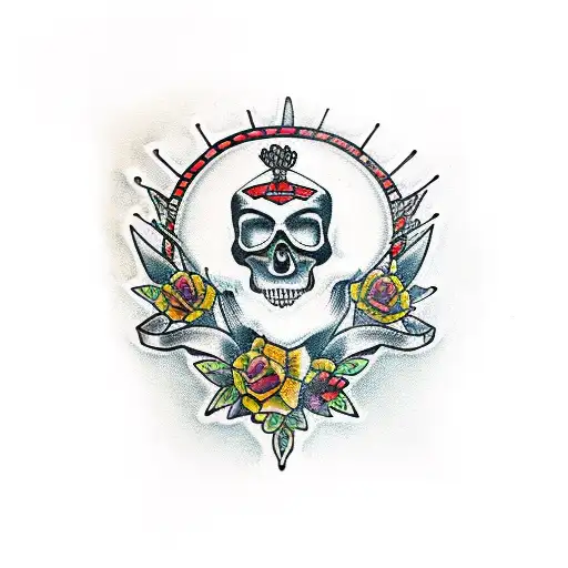 Punk Woman Skull Red Accents