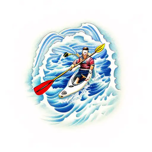 A White Water Kayaker Riding A Wave Formed By A Shark's Fin