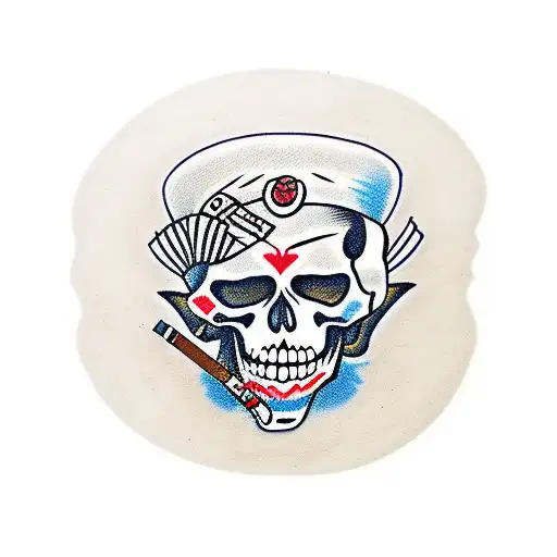 Skeleton Samurai Smoking Cigar