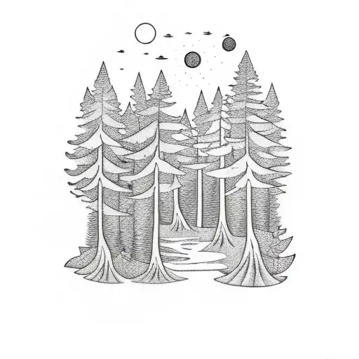 A Forest Landscape With Hidden Adhd Symbols Hidden Among The Trees