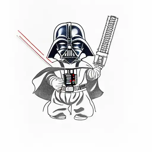 A Baby Darth Vader Holding A Lightsaber With Tobias James Written In Bold Letters