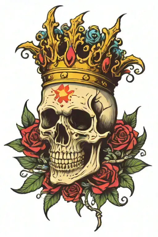 Skull With Vortex Rainbow Eyes And A Thorn Crown Over It's Head