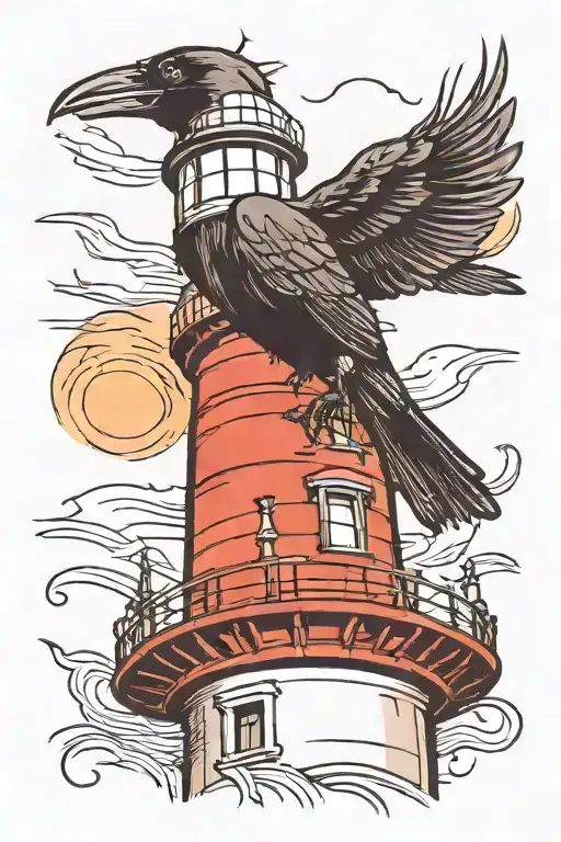 Crow Perched On Light House