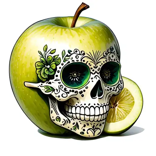 Sugar Skull Colored Like A Granny Smith Apple