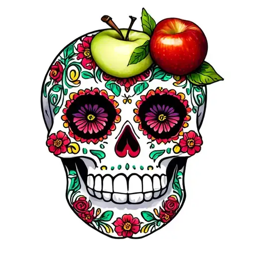 Sugar Skull Colored Like A Granny Smith Apple