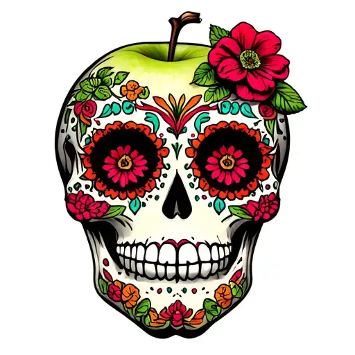 Sugar Skull Colored Like A Granny Smith Apple