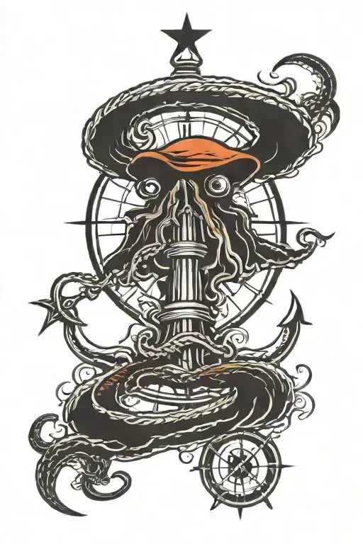 Kraken And Compass Surrounded