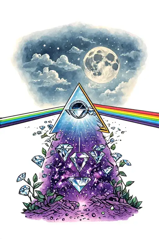 Pink Floyd Dark Side Of The Moon Into A Sky Of Diamonds With Purple Haze Rising From The Ground