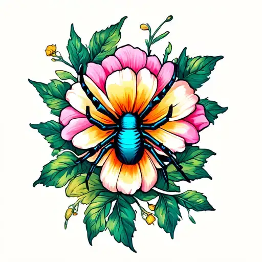 Women Spider And Flower