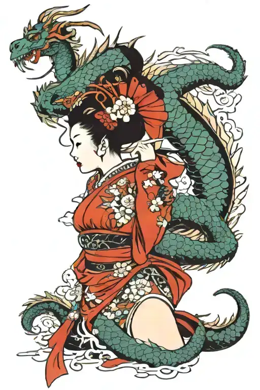 Geisha And Dragon