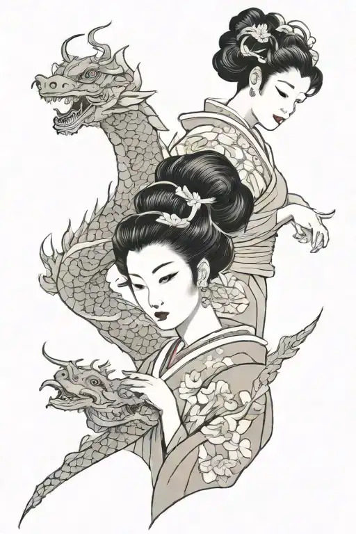 Geisha And Dragon