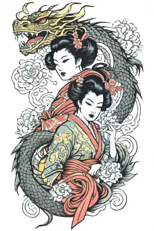 Geisha And Dragon Old School