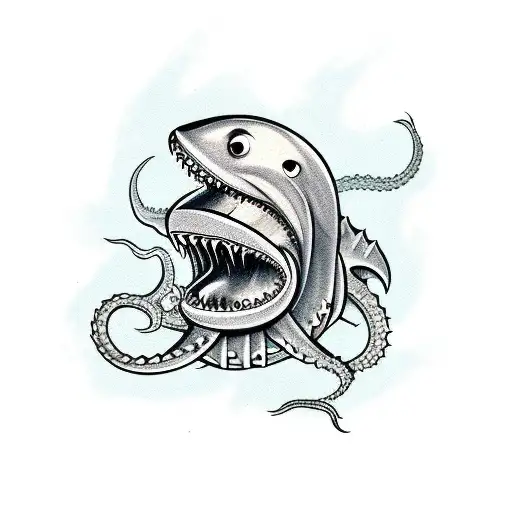 Kraken Fighting Shark