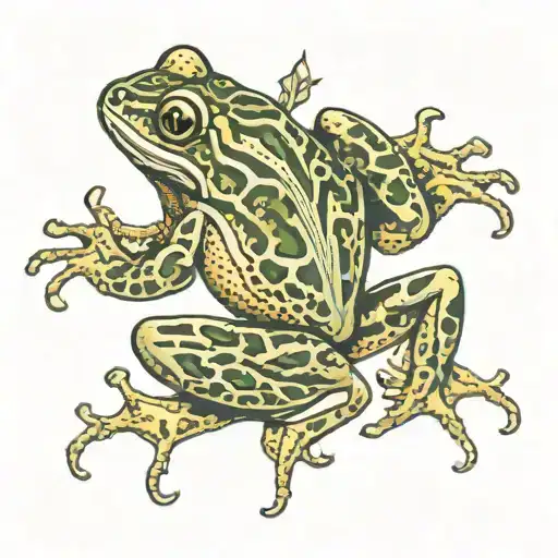 8 Legged Tree Frog From Above View Tattoo Traditional Style