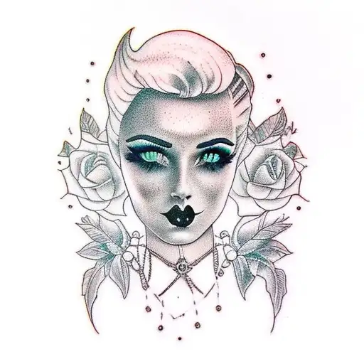 Beautiful Mortica Adams Inspired Goth Woman Portrait