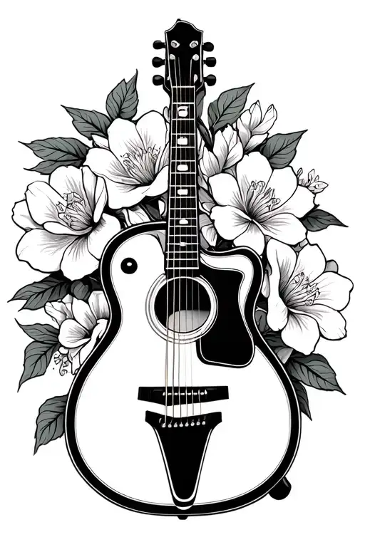 Gibson Acoustic Guitar With Entertwining Gardenias