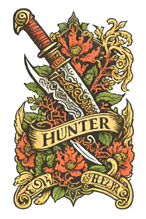 Coral Reef With A Knife And The Word Hunter