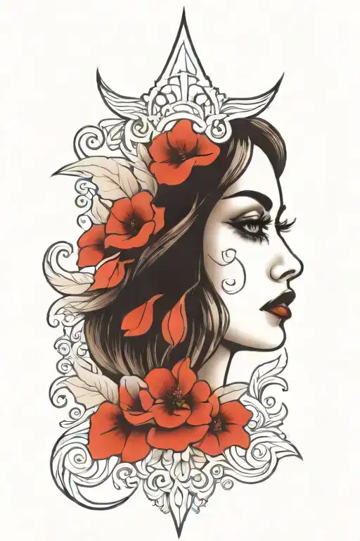 Woman Face Black Tears Black Eyes