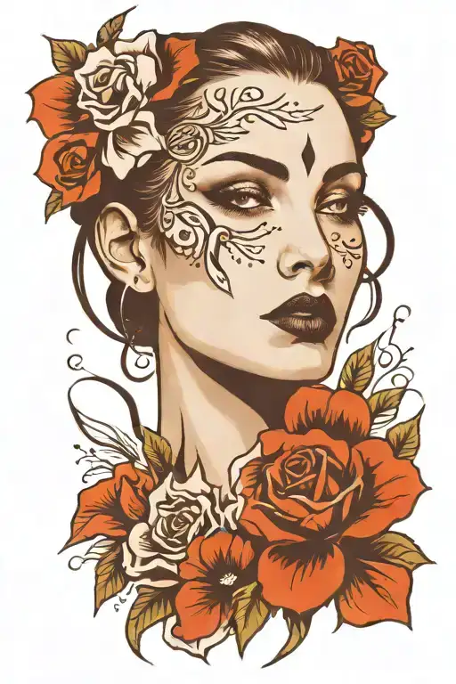 Woman Face Black Tears Black Eyes