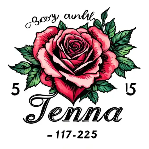 The Name Jenna With 5-17-25 Under It And A Heart And Rose