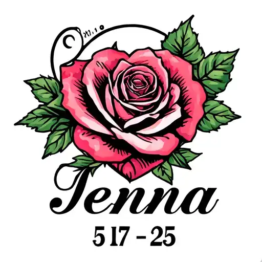The Name Jenna With 5-17-25 Under It And A Heart And Rose