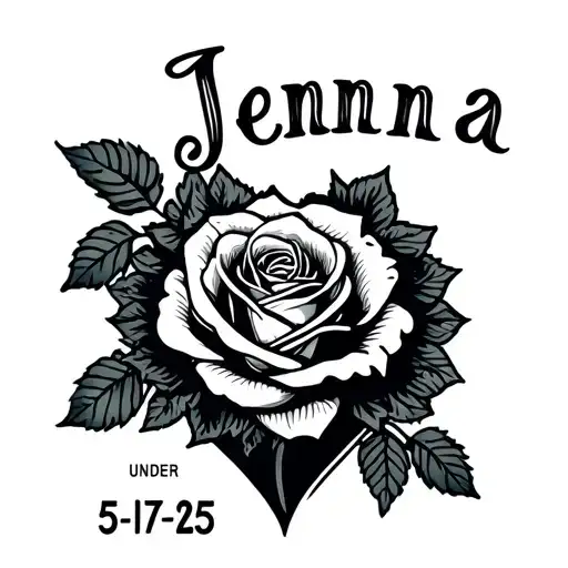 The Name Jenna With 5-17-25 Under It And A Heart And Rose