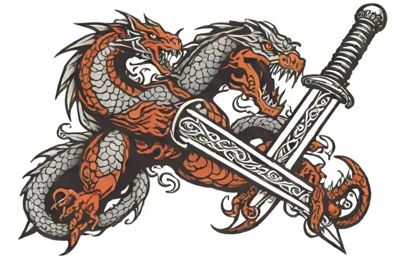 Jormungandrr Wrapped Around A Sword