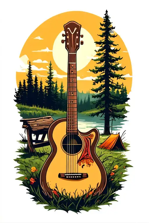 Guitar Pic Camping Scene