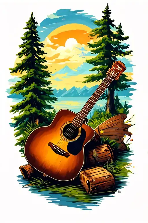 Guitar Pic Camping Scene