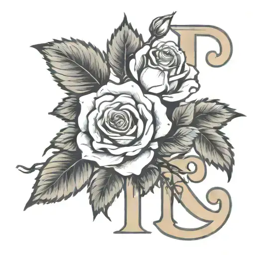 Initial A And K With Rose Wrapped