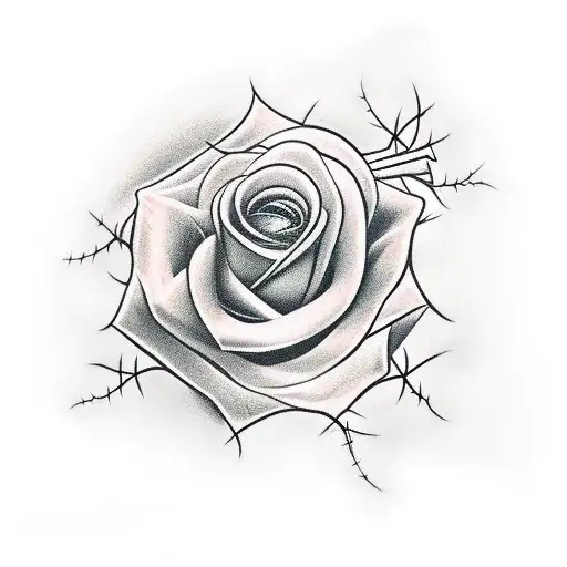 A Crown Of Thorns That Unveils A Red Rose That Reads 2 Names