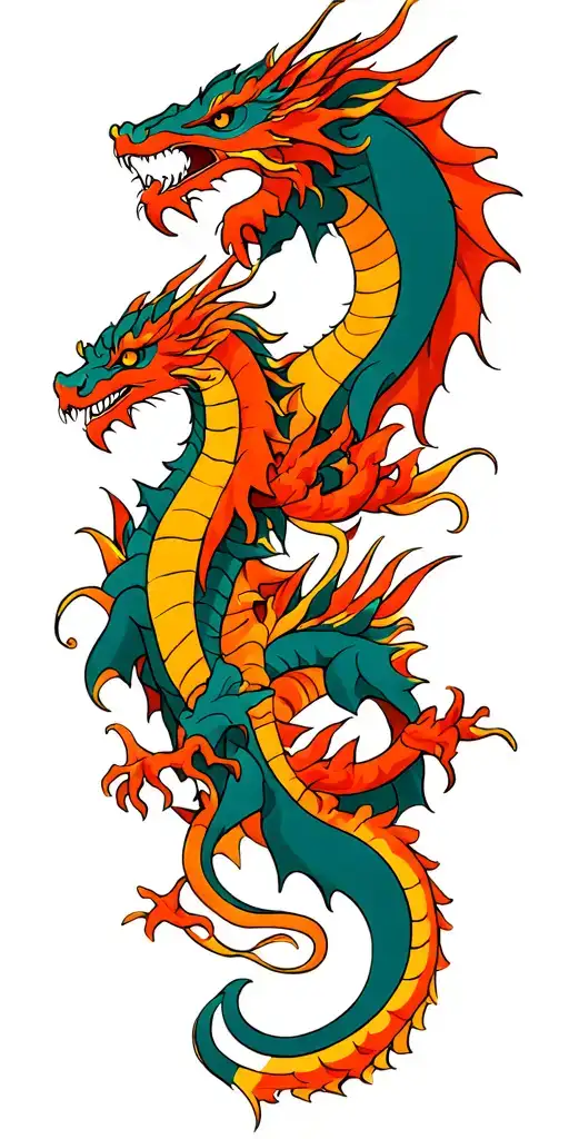 Twin Dragons Intertwined