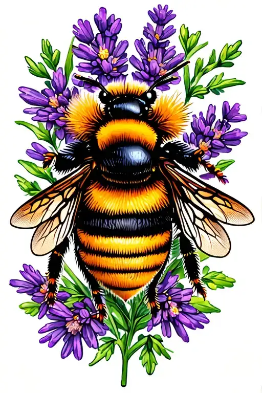 Bee And Lavender Flowers