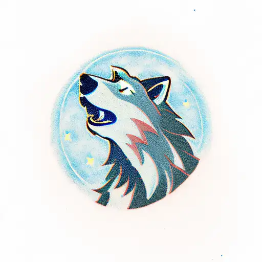 A Wolf Howling At A Pixelated Moon In A Dense Forest