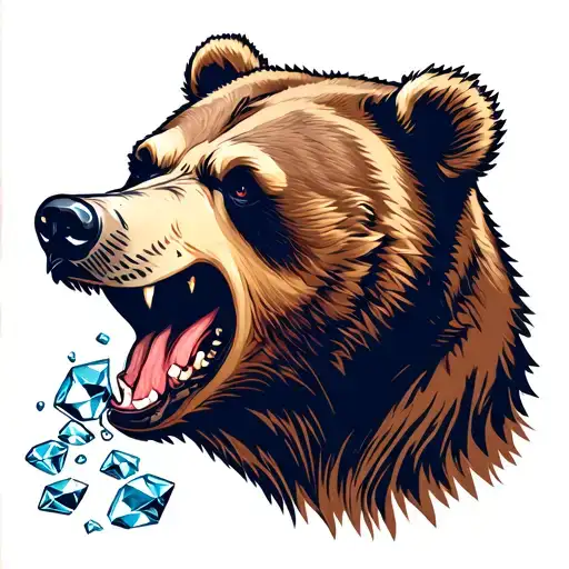 Bear Crushing Diamonds In Mouth