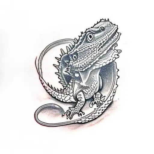 Bearded Dragon Eating Noodles