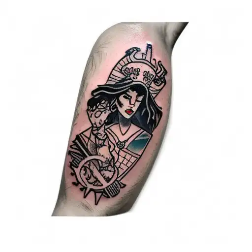 Tarot Card Tattoo With A Woman